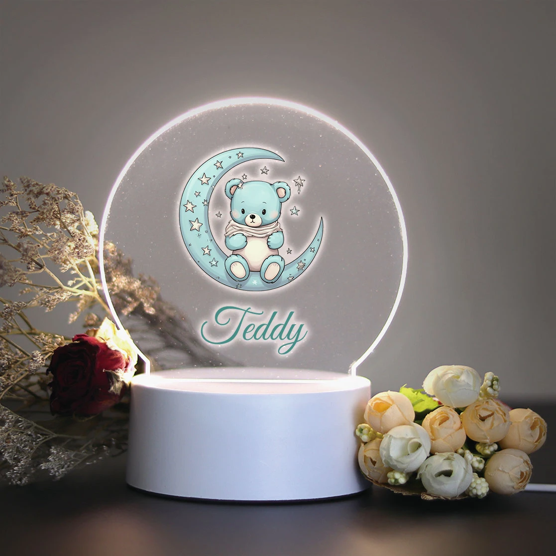 1pc Personalize Custom Moon bear Led Table Lamp For Home Room Decoration Nightlight Usb 3D Touch LED Night Light 3D Visual Lamp