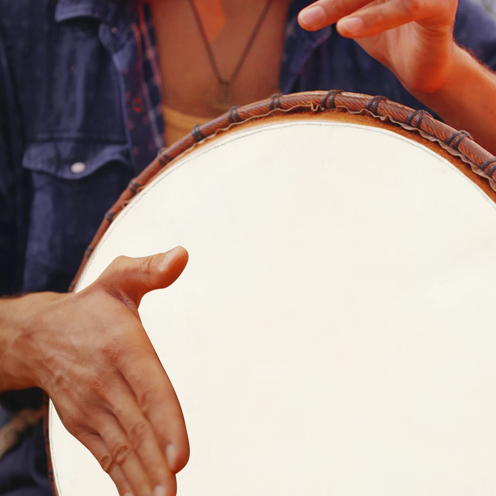 

2pcs Handcrafted Goatskin Head 40Cm African Drum Cover Replacement Durable Drum Skin For Rich Sound Easy Cleaning