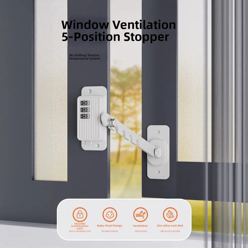1pc Window Password Limiter Child-Safe Window Limiter Secure Ventilation With Double Lock For Safety Easy To Use