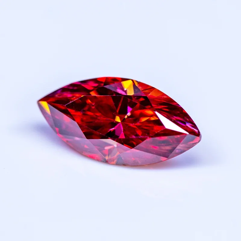 Moissanite Loose Stone Watermelon Red Color Marquise Cut Lab Grown Synthetic Diamond for Charms Jewelry Making Free Delivery