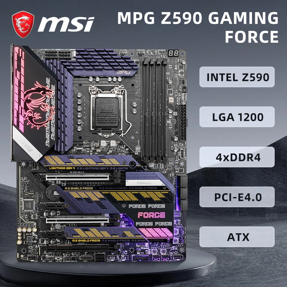 ASUS MPG Z590 GAMING FORCE Motherboard LGA1200 Supports i9-11900KF i7-10700K i5-10400F i5-11600K CPU 4xDDR4 5333MHz M.2 NVME ATX