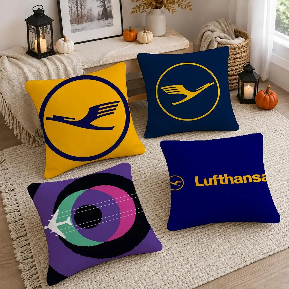 Global Brand Lufthansa Cushion Cover Washable Short Plush Pillowcase, Wrinkle Resistant Cushion Cover for Bedroom Decor Gift