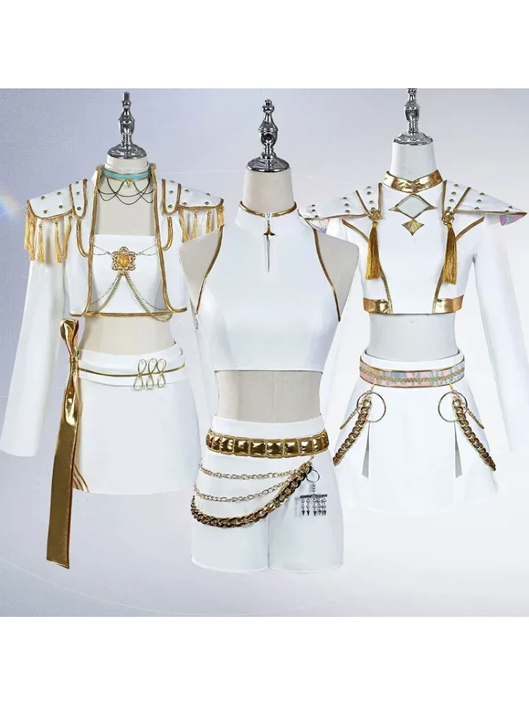 KPop Rumi Mira Zoey Wit Zingen Pak Vrouwen Meisjes Halloween Party Rollenspel Outfit Cosplay Kostuum Pruik voor Volwassen Kinderen - afbeelding 2