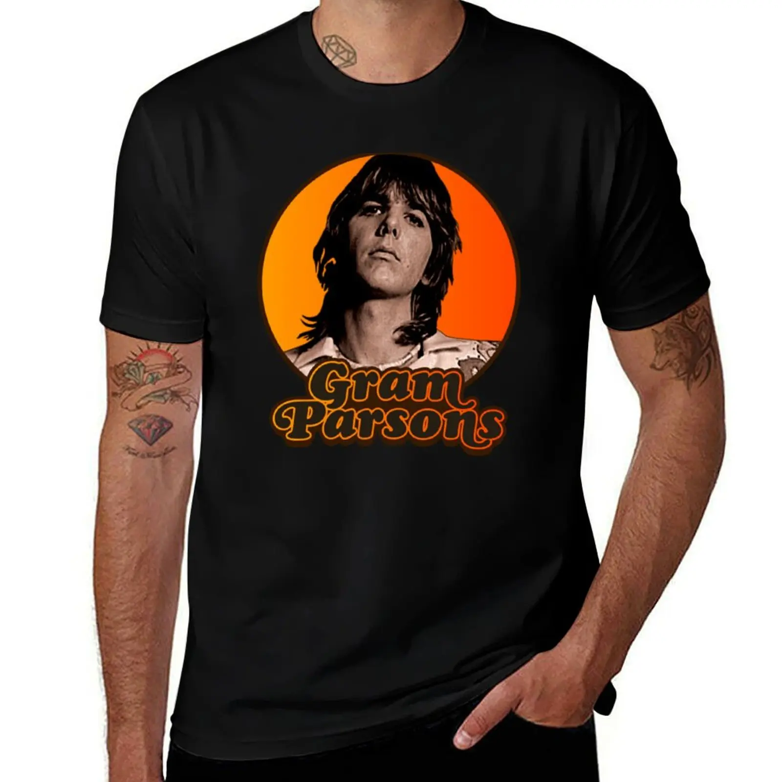 Outlaw Country Retro Americana Tribute Gram Parsons T-Shirt man t shirt luxury T-Shirt