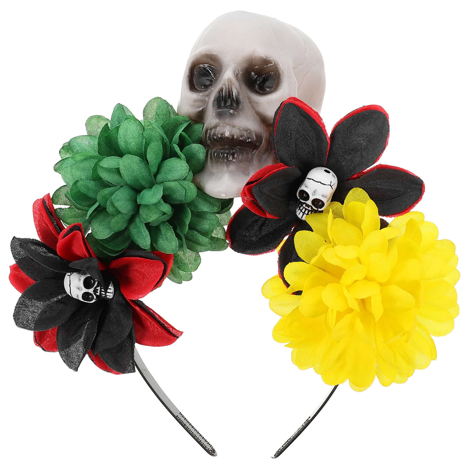 

Skull Headdress Halloween Floral Hairband Party Headpiece Accessories Rose Skulls Gold Silver Size