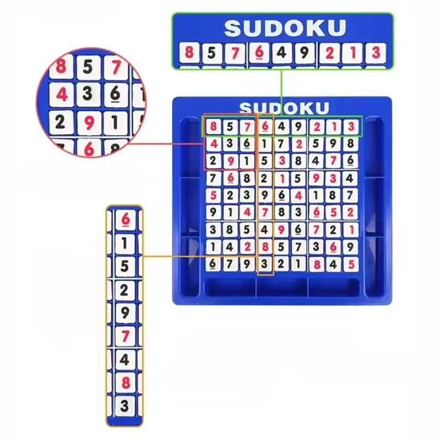 1 zestaw - Gra Sudoku dla dzieci, układanka dziewięciokomorowa, gra rodzic-dziecko, trening myślenia dla uczniów, wprowadzenie do Sudoku, rozwijanie inteligencji
