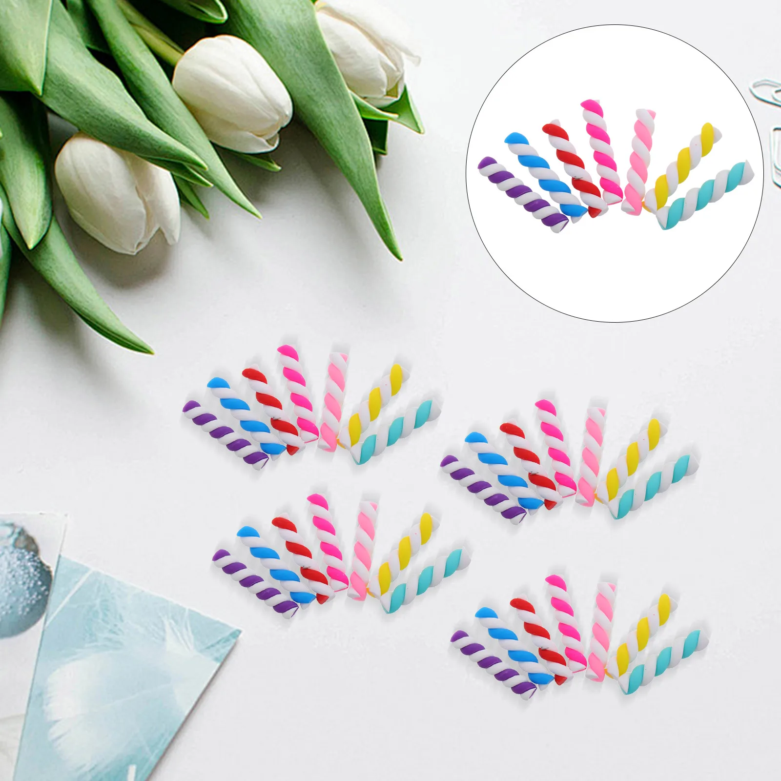 10 Bags Polymer Clay Rolling Sticks Lollipop Charms Cute Accessories DIY Decor Phone Case Embellishment Craft Supply