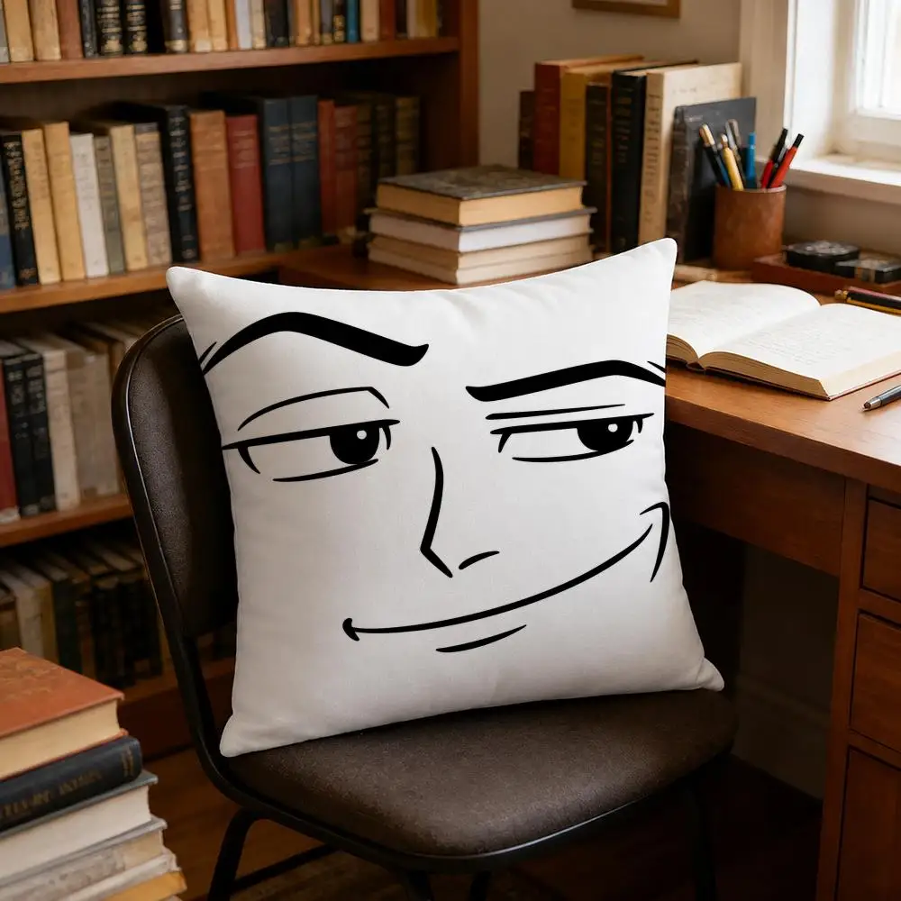 Funny Cool Face Cushion Cover Soft Short Plush Pillow Cases Hidden Zipper Cutecore Sofa Bedroom Home Decor Gift 4