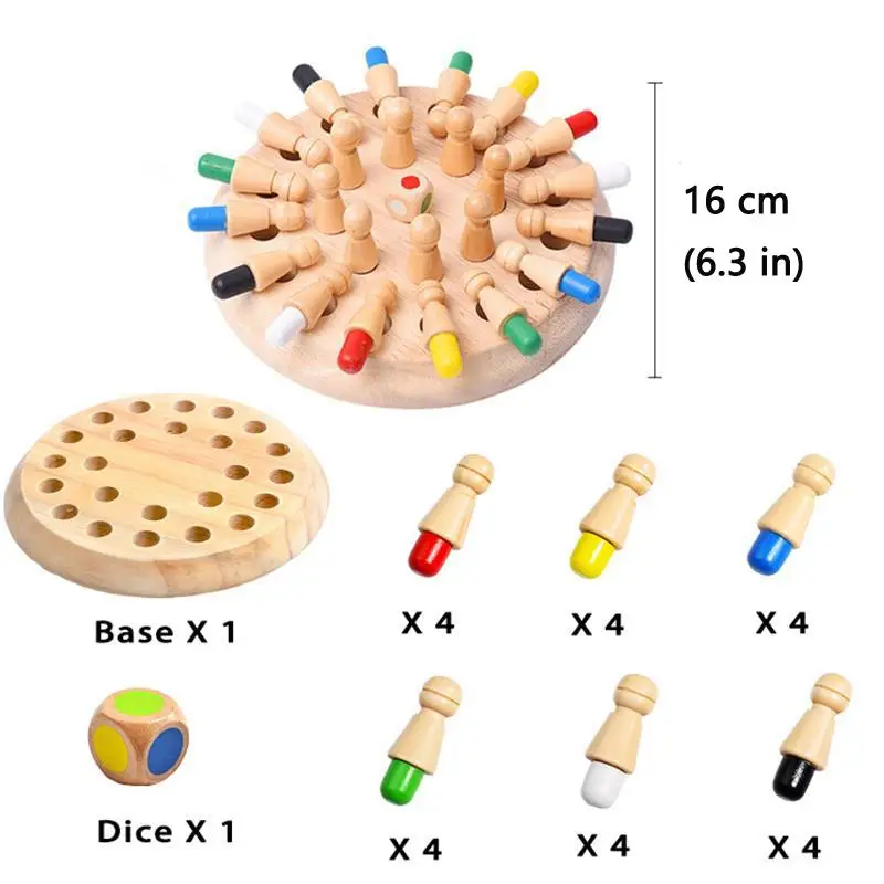 Rompecabezas de madera Montessori para niños, juguete educativo de aprendizaje sensorial de Color, palo de memoria, juego de ajedrez para fiesta