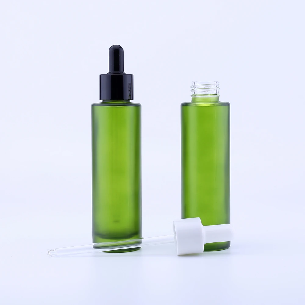 

50PCS 80Ml Green Thick Glass Dropper Bottle Botella Cristal Empty Cosmetic Packaging Container Vials Essential Oil Bottles