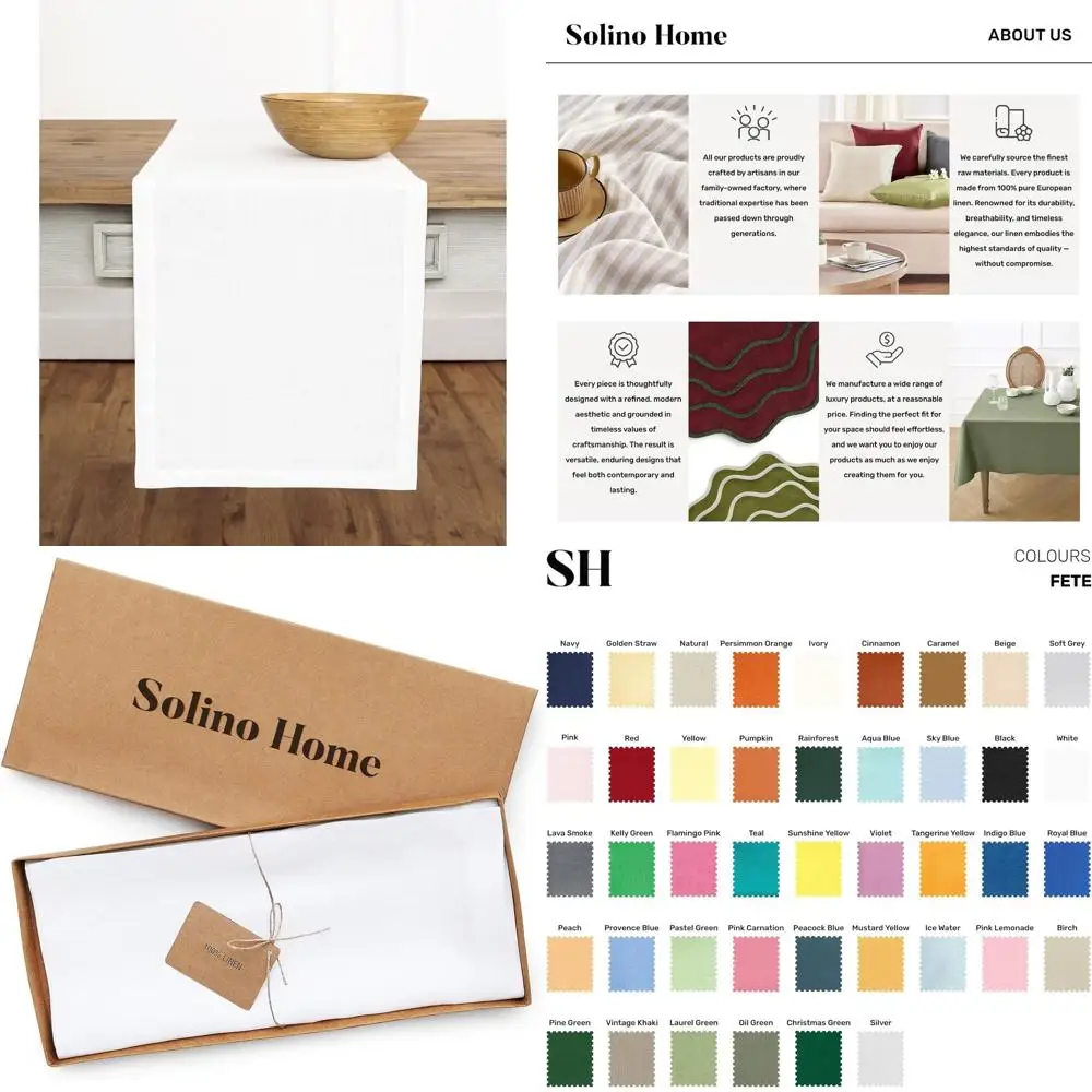 

Скатерть из чистого льна 14x108 дюймов — осень, осень, зима, День Благодарения, Рождество, праздник