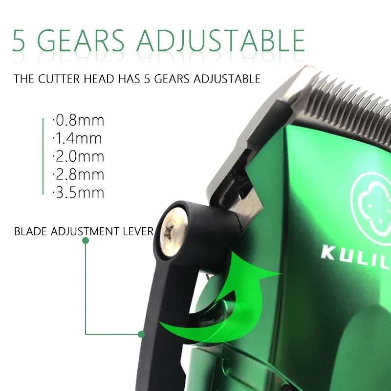 2023 New Madeshow Kulilang R66 Green Hair Cutting Machine USB Charging Hair Trimmer Machine Professional Hair Clipper for Men