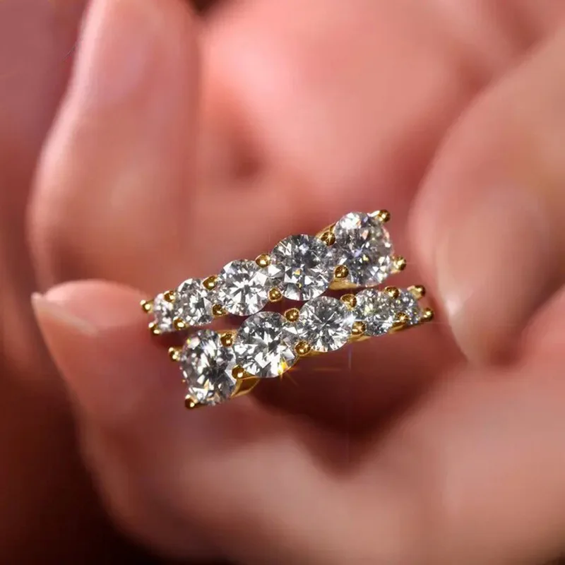 

Full D Color Moissanite for Women Girls S925 Sterling Silver 18K Plated Flawless 6/10 Gems Lab Diamond Wedding Band Jewelry Gift