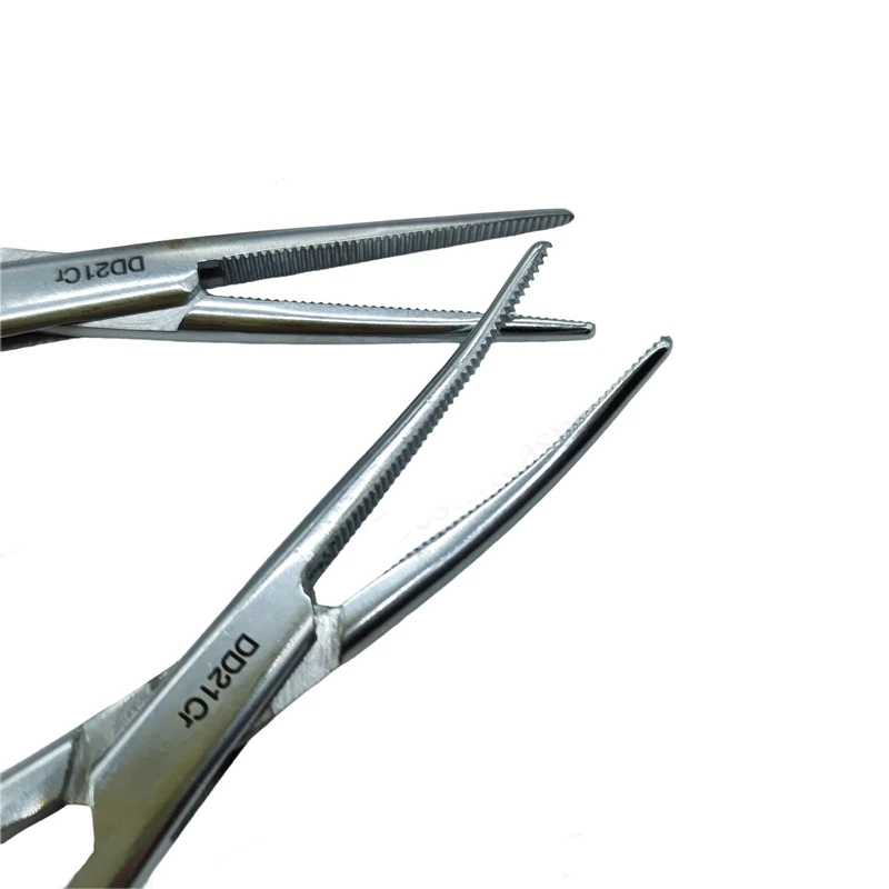 Aço inoxidável Fórceps hemostático, Ferramenta Fórceps cirúrgico, Hemostat bloqueio grampos, Alicate de pesca, ponta curva e reta, 1PC