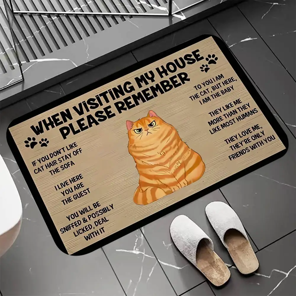 Cute Cat Welcome Home Floor Mat Entrance Doormat Bath Mats Non-slip Mat Carpets Carpet Entrance Of House Custom Kitchen Foot Mat #3