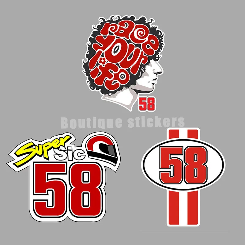 Bumper Car Stickers Scratches Blocking No. 58 Rider Simoncelli  Motorcycle Personality Modification Vinyl Stickers Waterproof