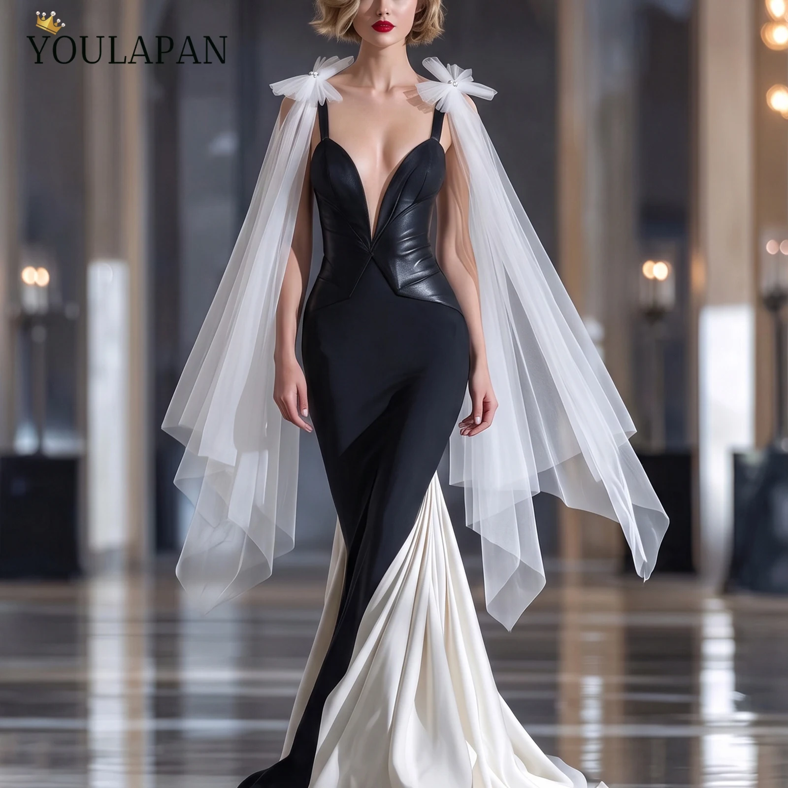 TOPQUEEN Tulle Wedding Shoulder Cape With Pearl Bow Bridal Removable Shoulder Veil Accesorio De Hombro De Novia Mg59