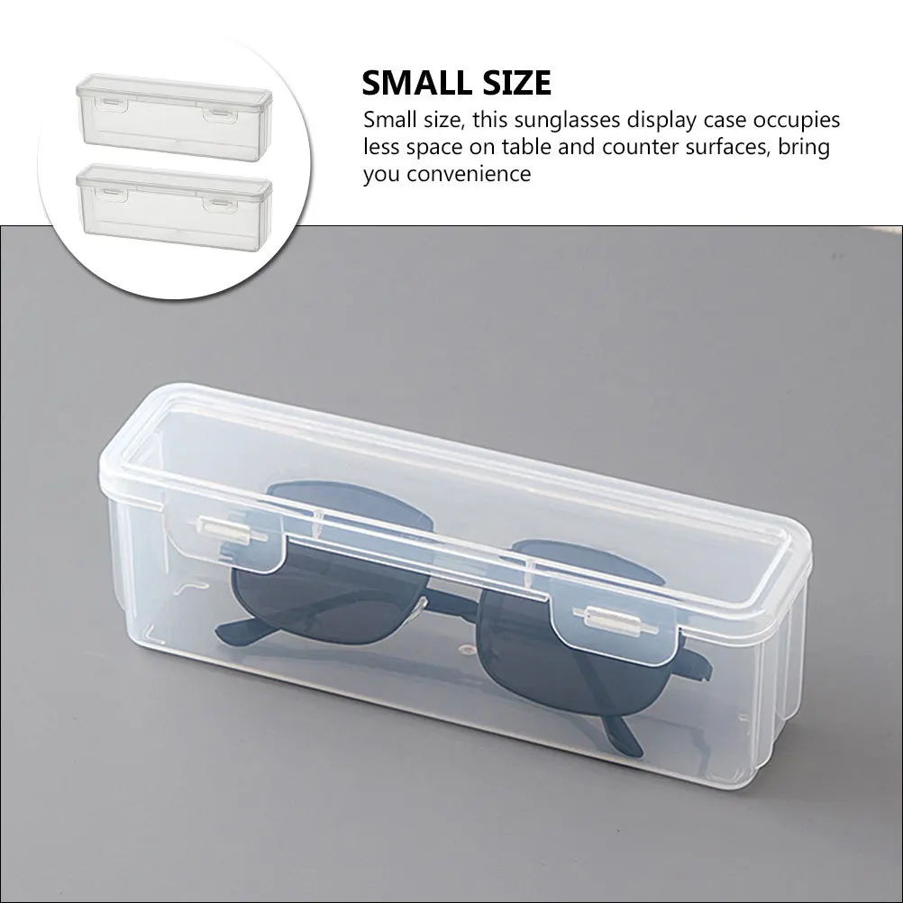 

2Pcs Sunglasses Organizer Transparent Plastic Storage Holder Small Size Compact Sunglass Display Travel Eyeglass Case