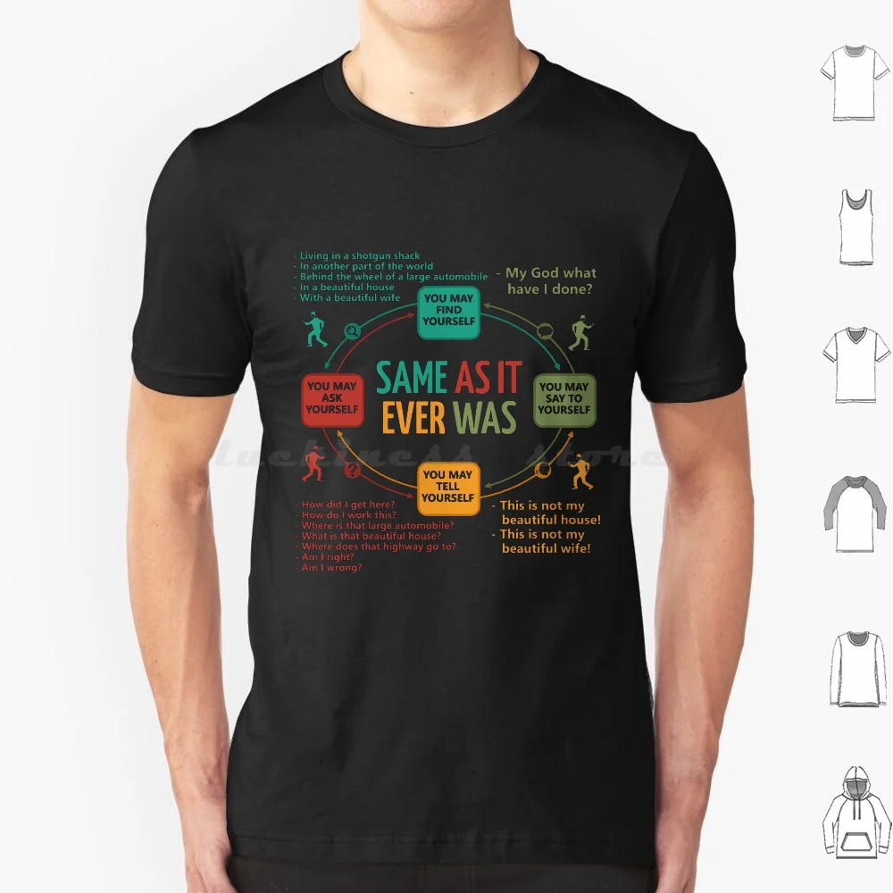 Футболка с принтом Talking Heads Once In A Lifetime Circular Flowchart для мужчин, женщин и детей, размер 6XL, 80-е годы, Дэвид Берн, Flowchart You May Find Yourself