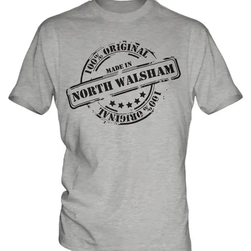 Camiseta para hombre MADE IN NORTH WALSHAM, regalo de Navidad, cumpleaños, 18, 30, 40, 50