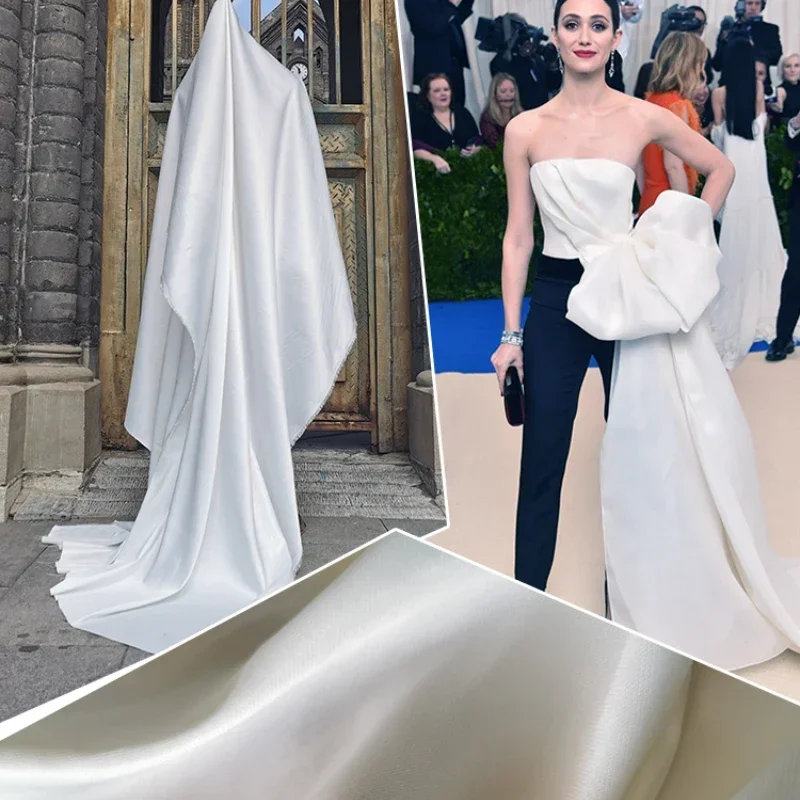 

Блестящая эластичная утолщенная атласная ткань для свадебных платьев и костюмов, ткань на метр, материал для шитья своими руками, полиэстер, вискоза, спандекс