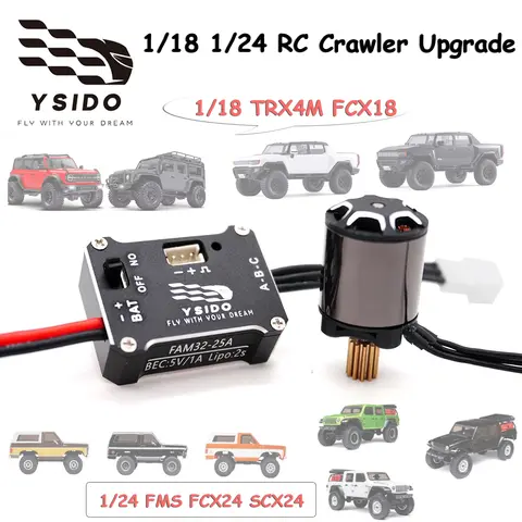 YSIDO 1212 3500KV Outrunner Brushless Motor w/ 25A Metal ESC Combo for 1/18 TRX4M FCX18 1/24 FMS FCX24 SCX24 RC Crawler Parts