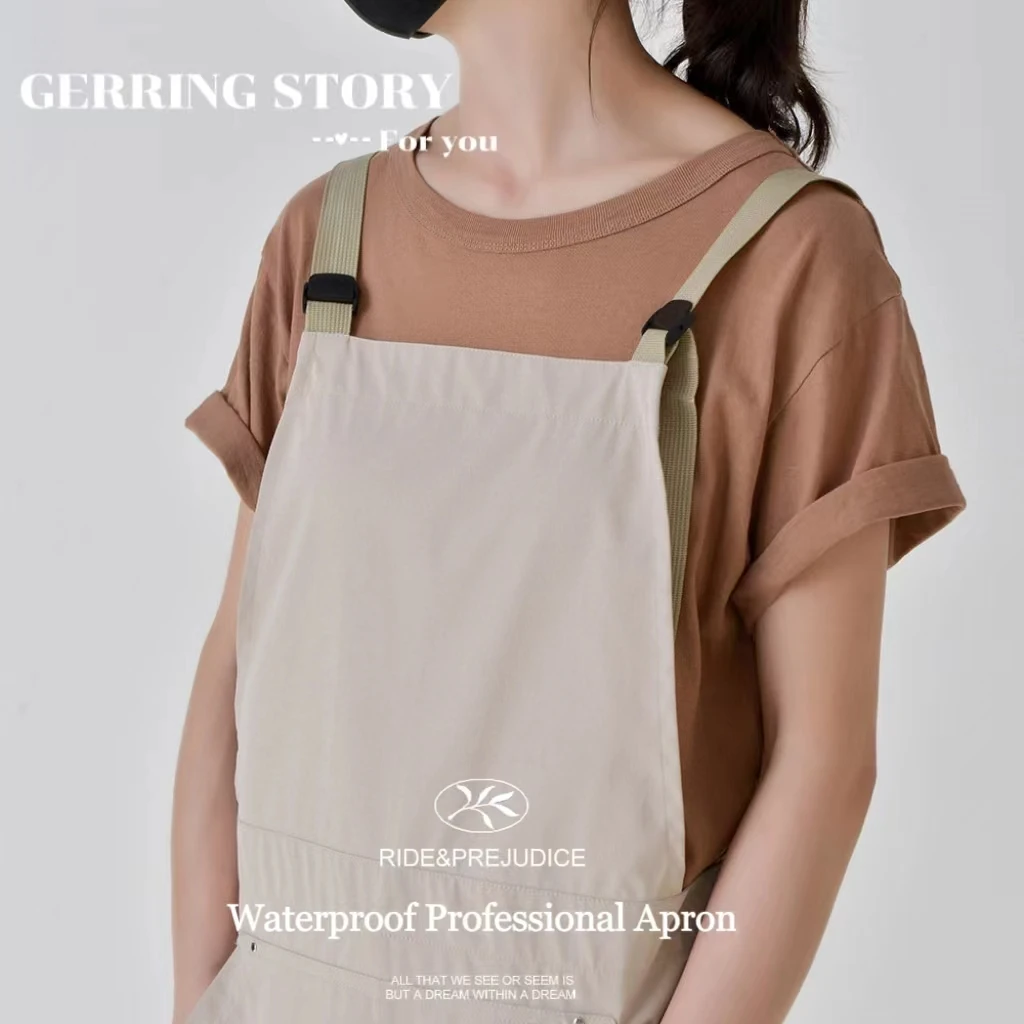 

Gerring Waterproof Kitchen Apron Woman Korean Fashion Restaurant Working Waiter Apron Coffee Shop Overalls House Accessories