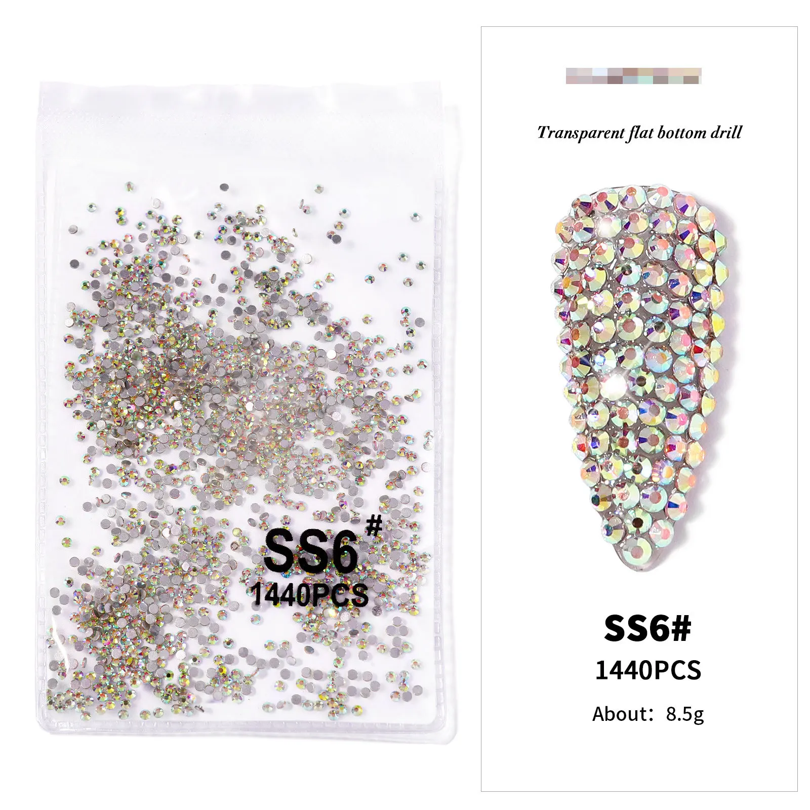 AB/Klar 1 Tasche Nagel Strass Größen SS3-SS12 1440 stücke Nagel Kunst Dekoration Flatback Glas Steine Glänzende Edelsteine DIY edelsteine