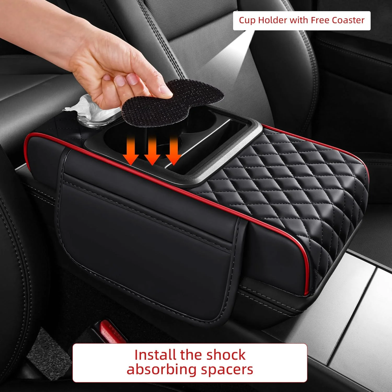 Center Console Organizer with Cup Holder Car Armrest Storage Box Armrest Heightening Cushion Pad for Car Interior Auto Accessory image 5
