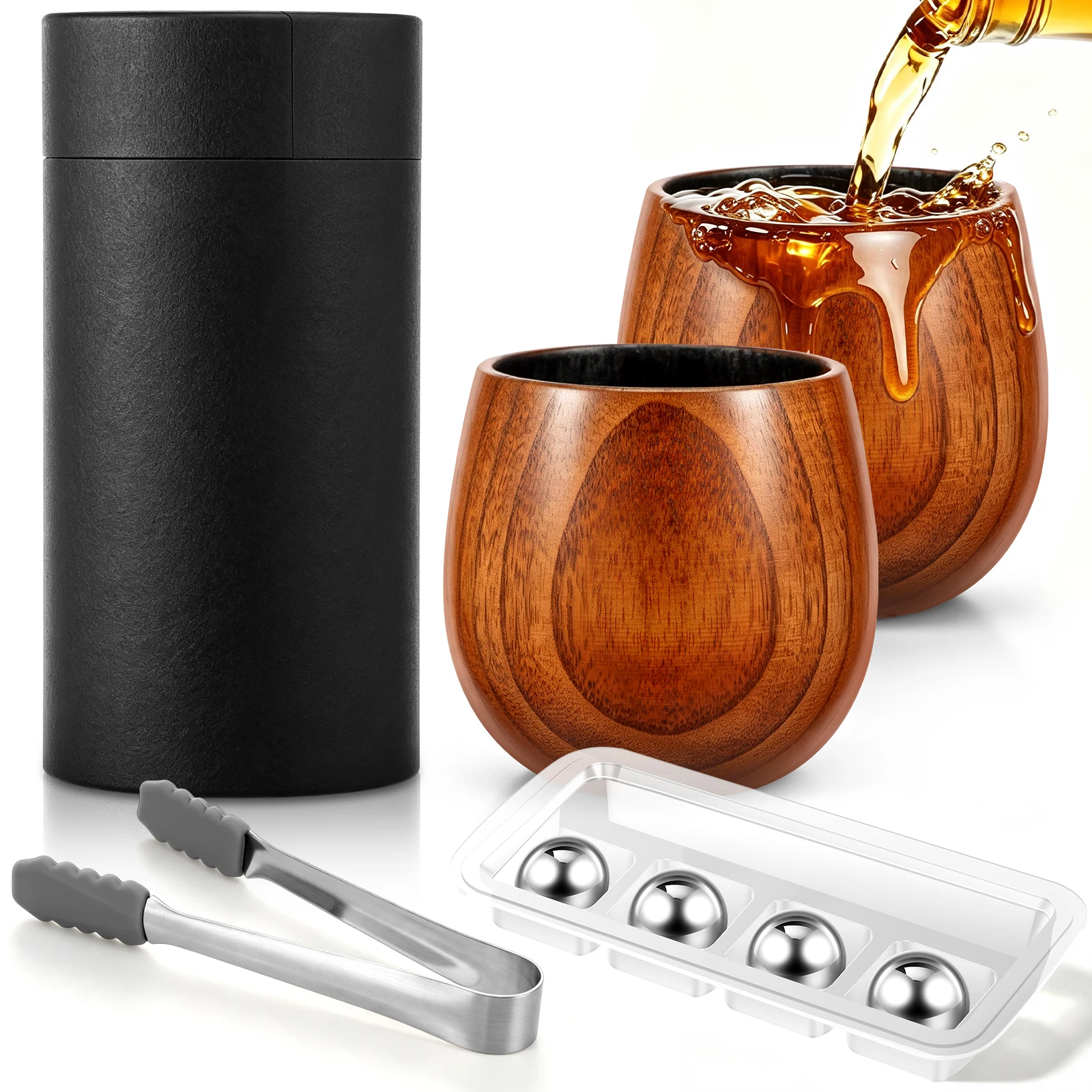 Wine Beer Glass Set - 1/2Pcs Whiskey Cup Charred Wooden Whiskey
