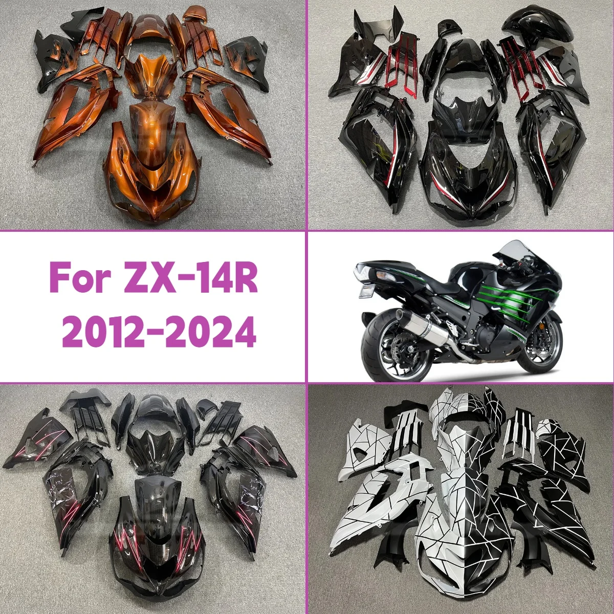 For 2012-2024 Kawasaki ZX14R Unique Design Plastic Injection Molded Fairings New Style 12-24 ZX 14R Fairing Set
