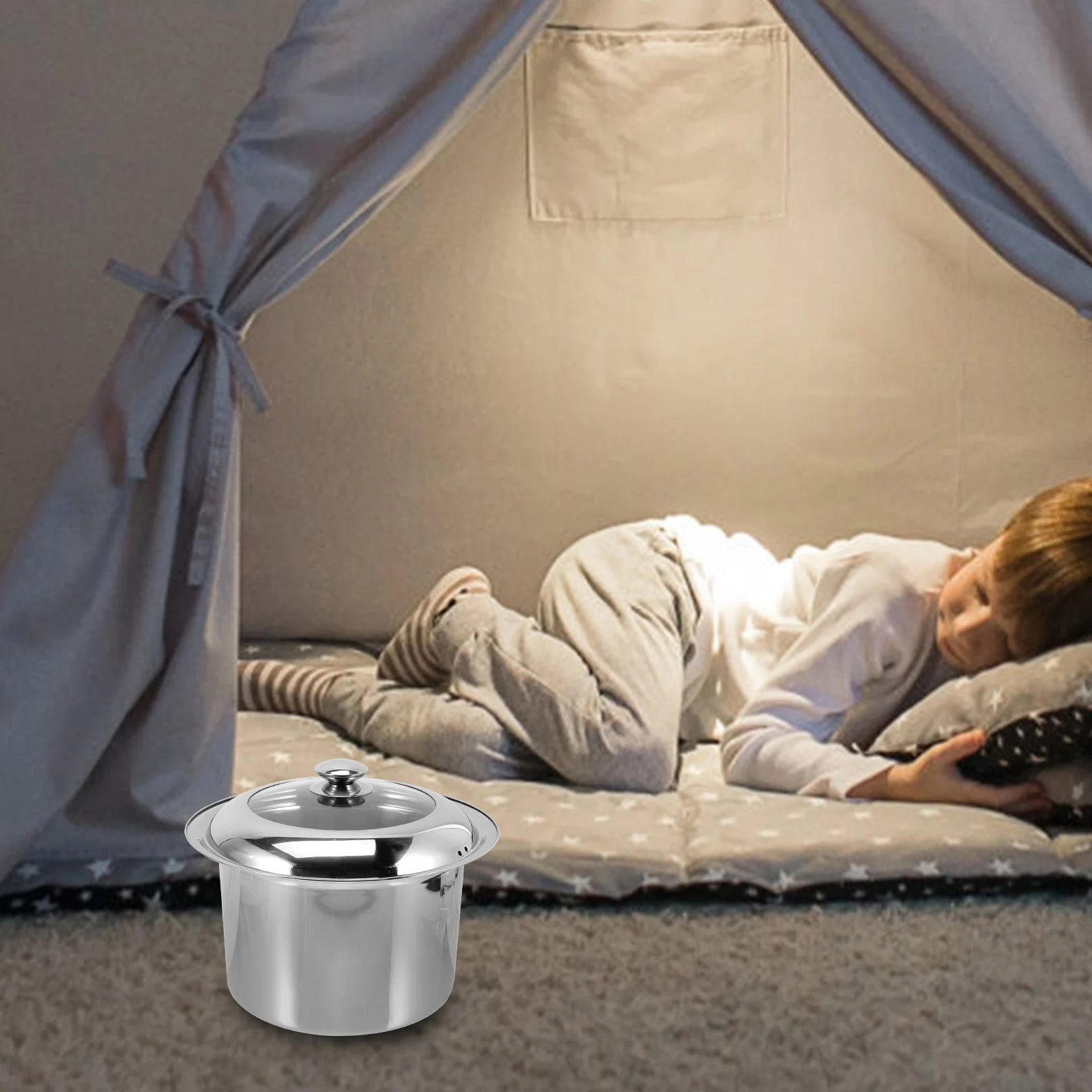 

Stainless Steel Spittoon Lidded Night Urinal Chamber Pot Bed Pan for Elderly Adults Portable Durable Bedside Urinal