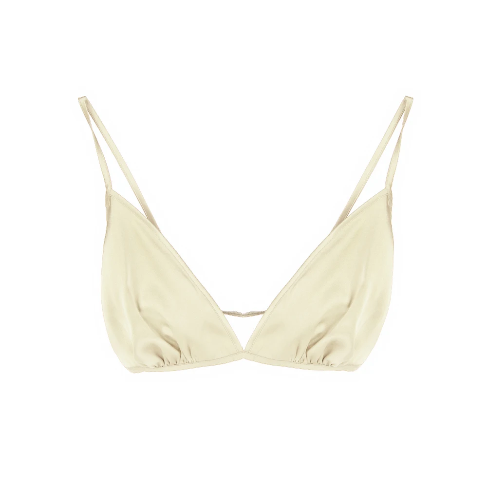 Silk Bikini Bra Women Lingerie Non-wire Non-Pad Lightweight Breathable Anti-allergy Cream Color