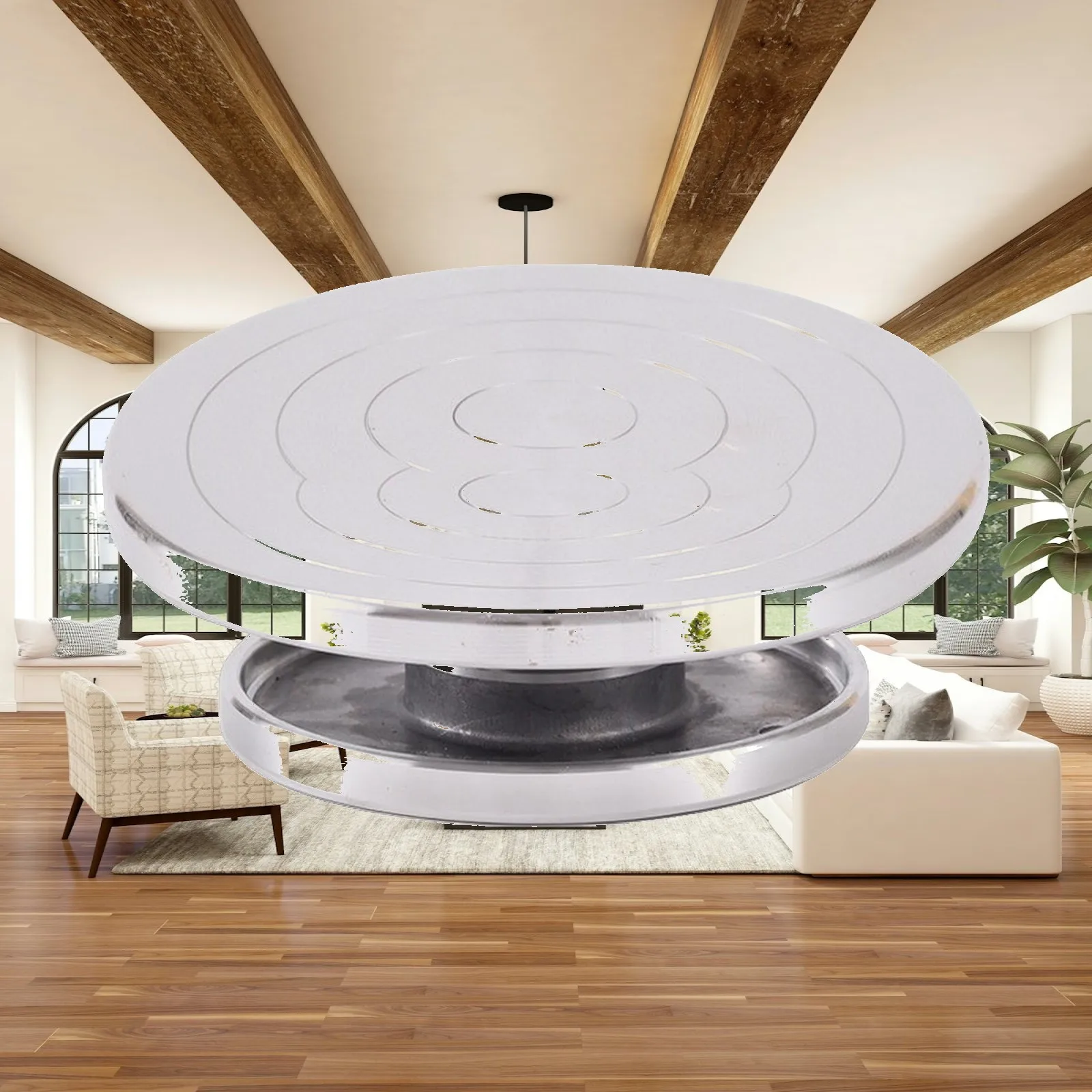 Pottery Spinning Turntable for Handcraft Projects Aluminum Alloy Round Metal Pedestal Rotating Base for Sculpture