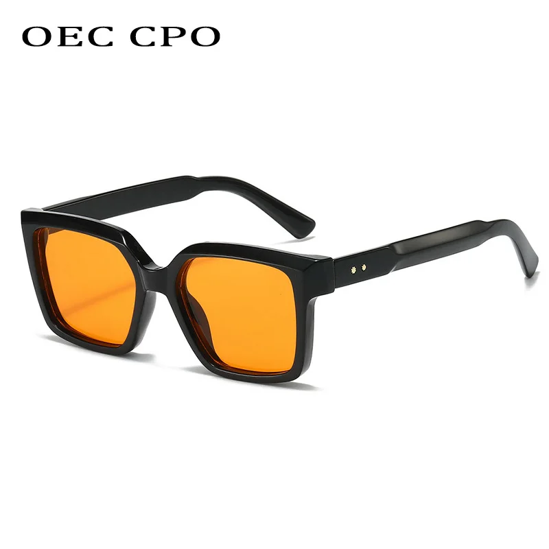 

OEC CPO Vintage Retro Square Men Rivets Sunglasses for Women Shades UV400 Fashion Female Colorful Lens Eyewear