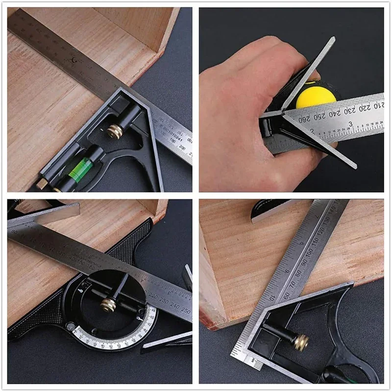 300/600mm Stainless steel T Protractor Level Measure Measuring ruler Adjustable sliding combination Square Square Ruler Set