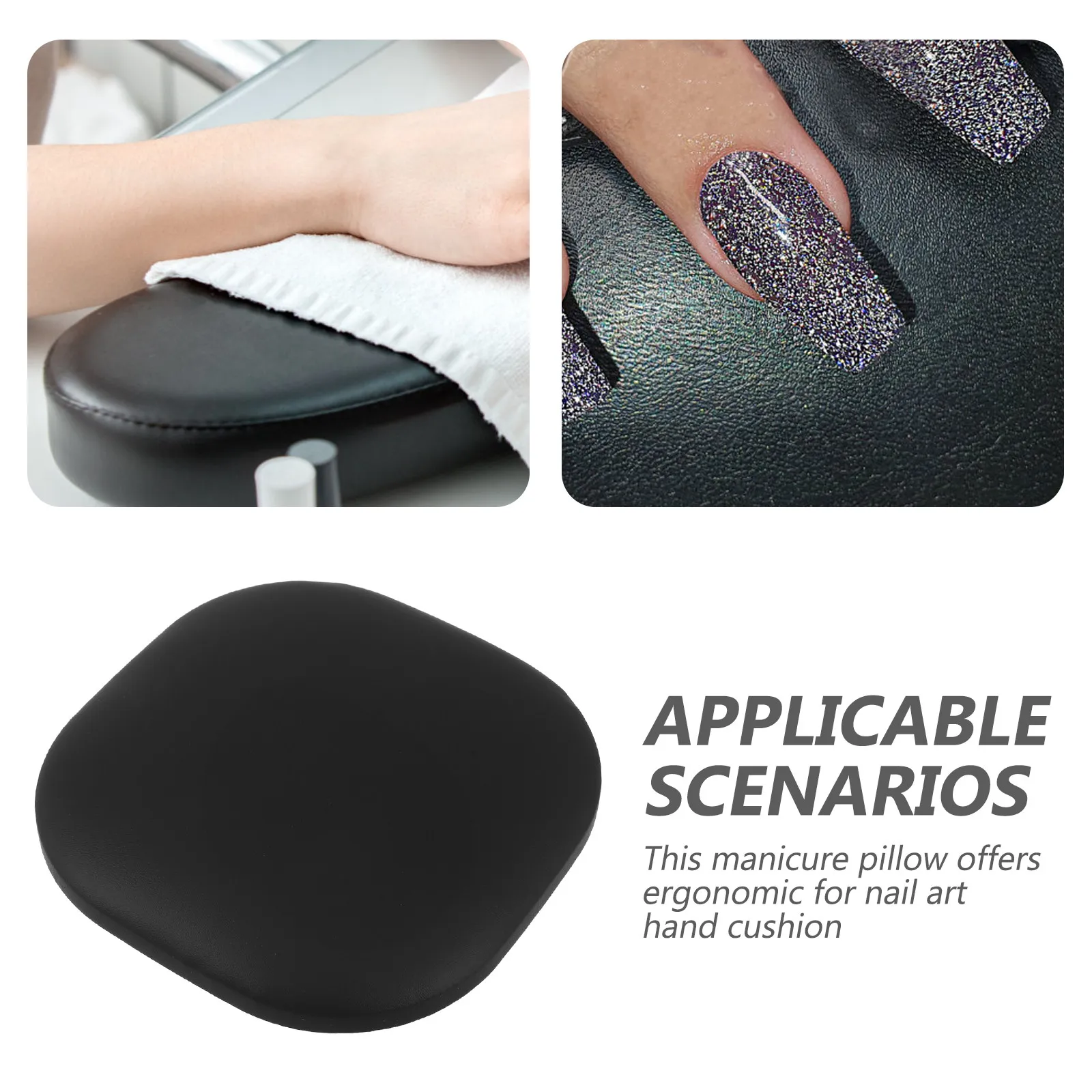 Nail Tech Hand Rest Cushion Ergonomic Soft Elbow Pad Non Slip Manicure Table Pillow Black