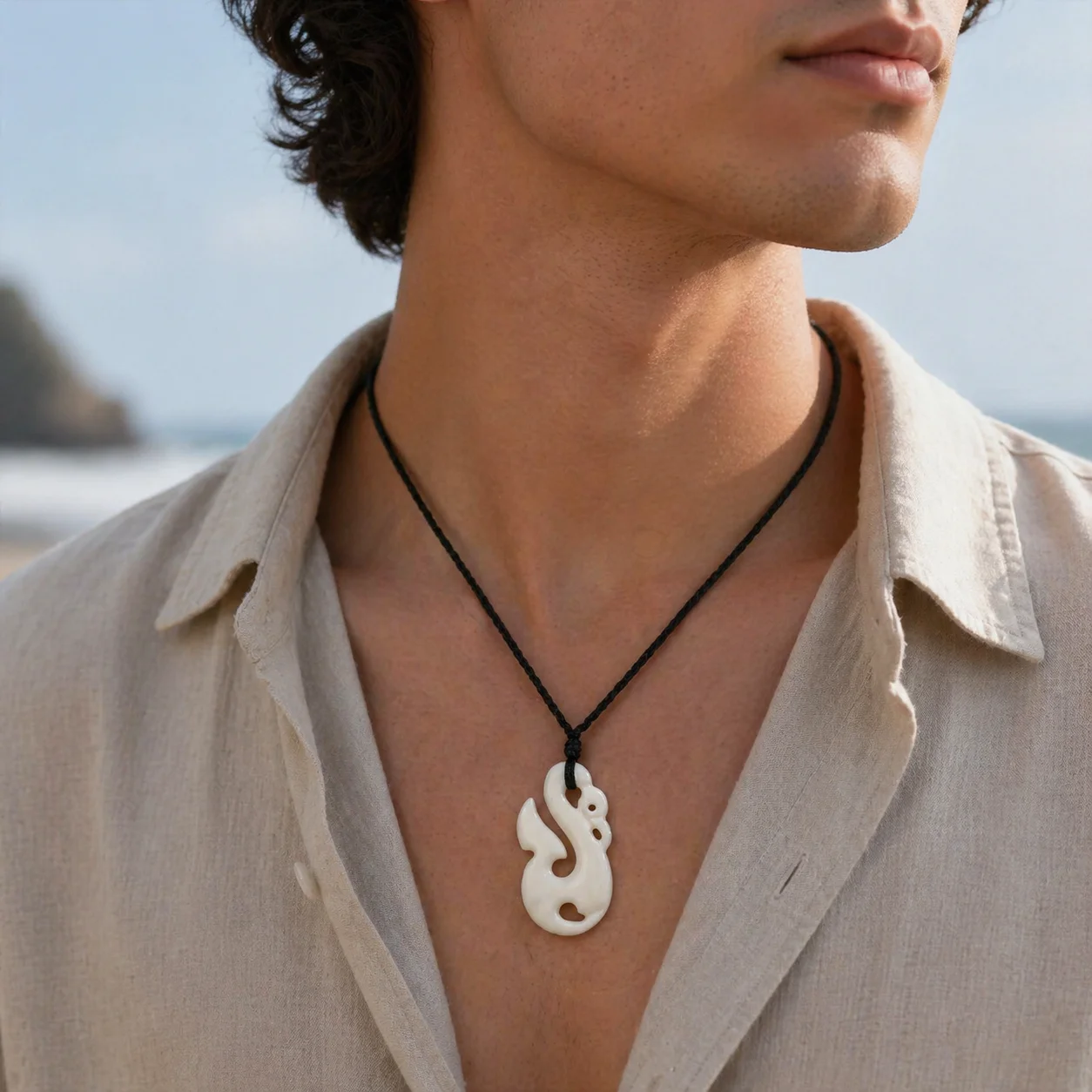 GX054 Hot Sale New Zealand Maori yak bone necklaces man pendant Primitive tribes jewelry hand-carved MANAIA Choker for gift