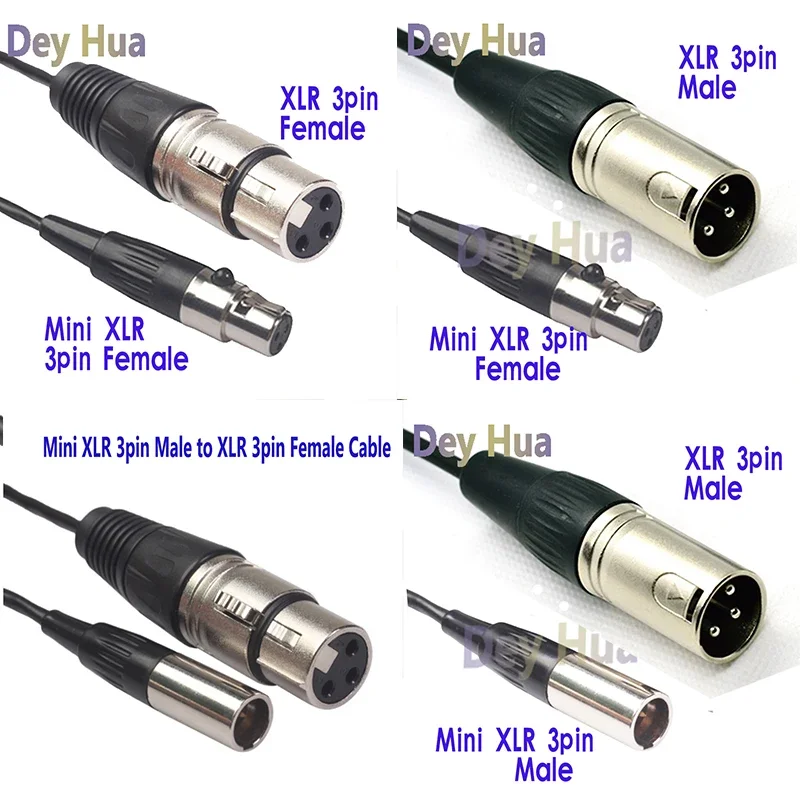 0.5M 1M 2M 3M 5M 10M Mini XLR 3pin Male to XLR 3pin Female Cable for Blackmagic Pocket Cinema 4k Camera Audio Line Cable