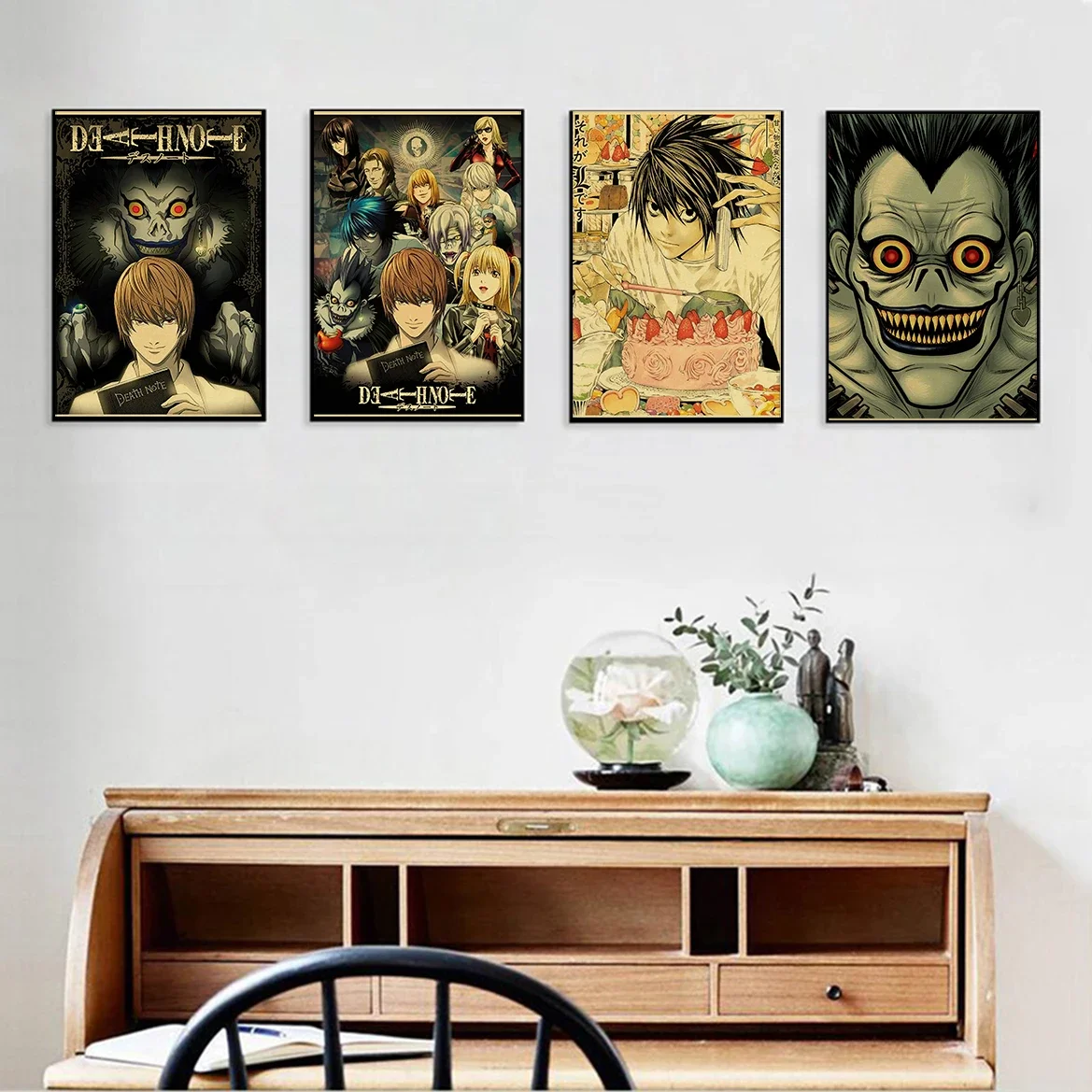 Death Note Ryuk Anime Posters Decor Vintage Retro Kraft Paper Sticker Aesthetic Wall Art