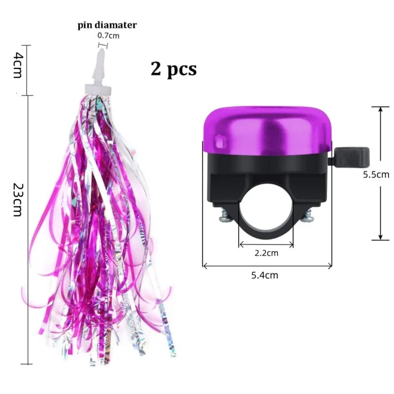 Kierownica rowerowa dla dzieci Streamers Sparkle Laser Color Tassel Ribbon i Cartoon Bell Outdoor Cycling Bike Accessories — zdjęcie 7