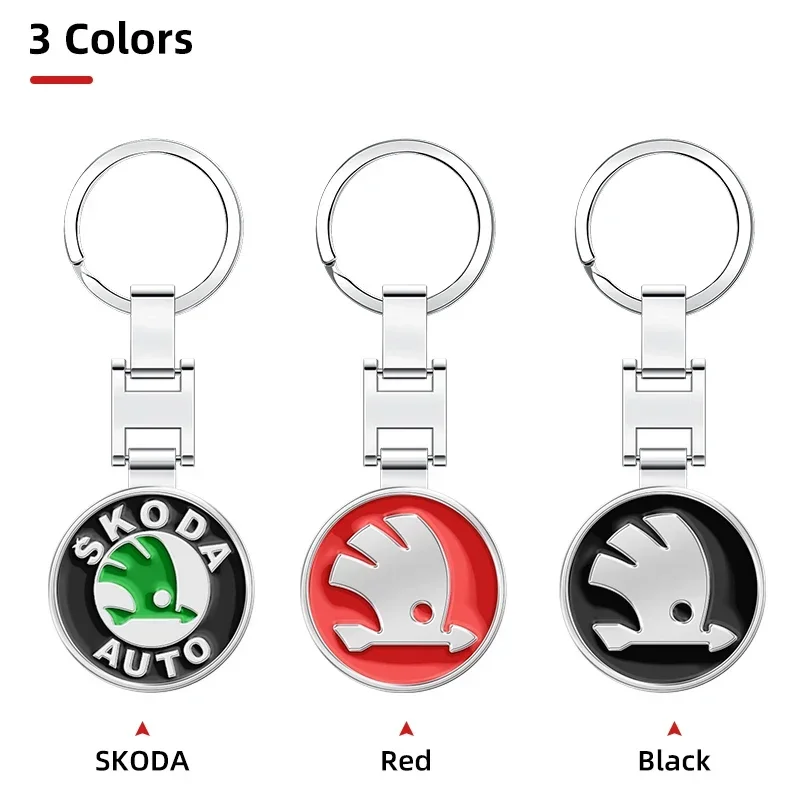 Alloy Car Keychain Key Ring for SKODA Yeti Karoq Rapid Kodiaq Octavia Fabia 2 1 A7 Tour RS Superb Kamiq Kodiak Chrome Key Chain