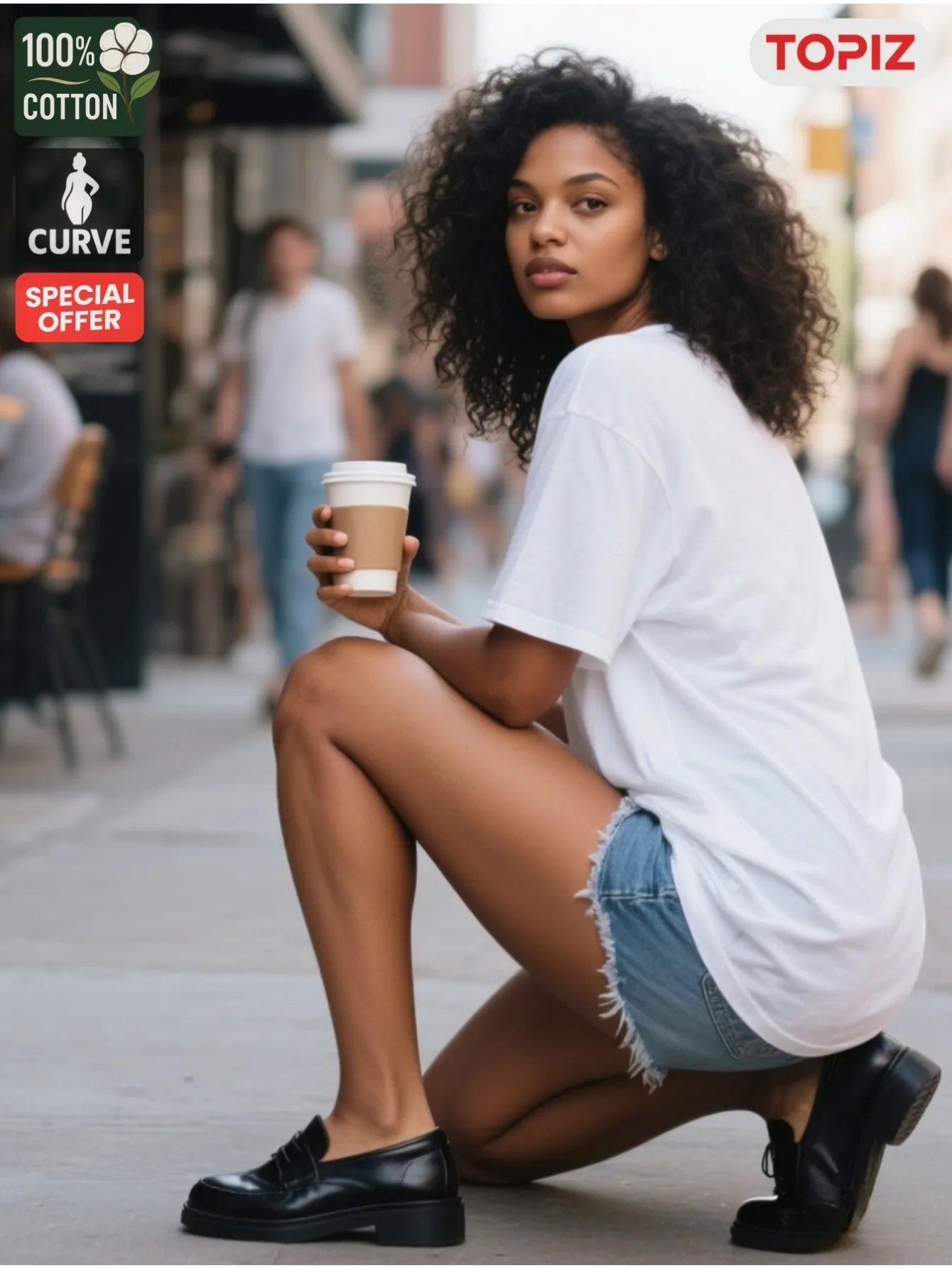 Denim en diamanten glitterprint Casual dagelijkse kledingTop voor zomer en lente Dameskledingcadeaus, zomerkleding voor dames Sale