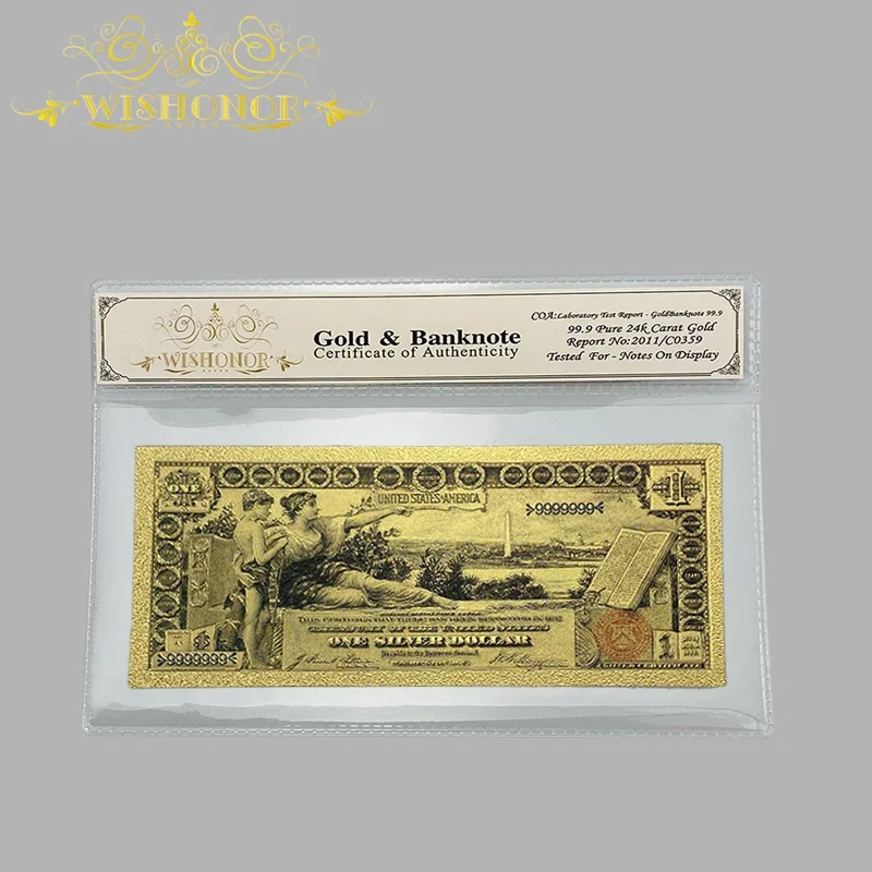 2022 America 24K Gold Foil Fake Paper Money US Dollars Banknotes With Plastic Frame For Collection