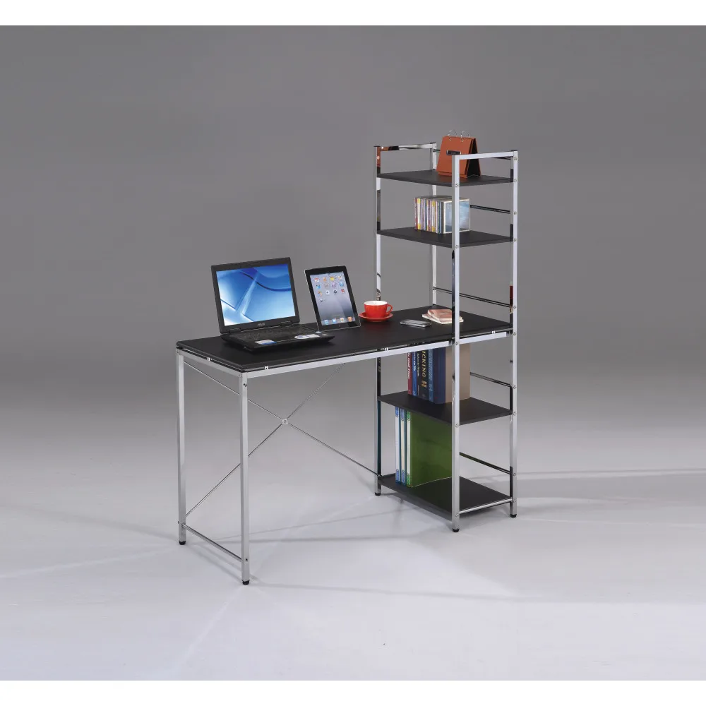 

Black and Chrome Writing Desk with Shelf
