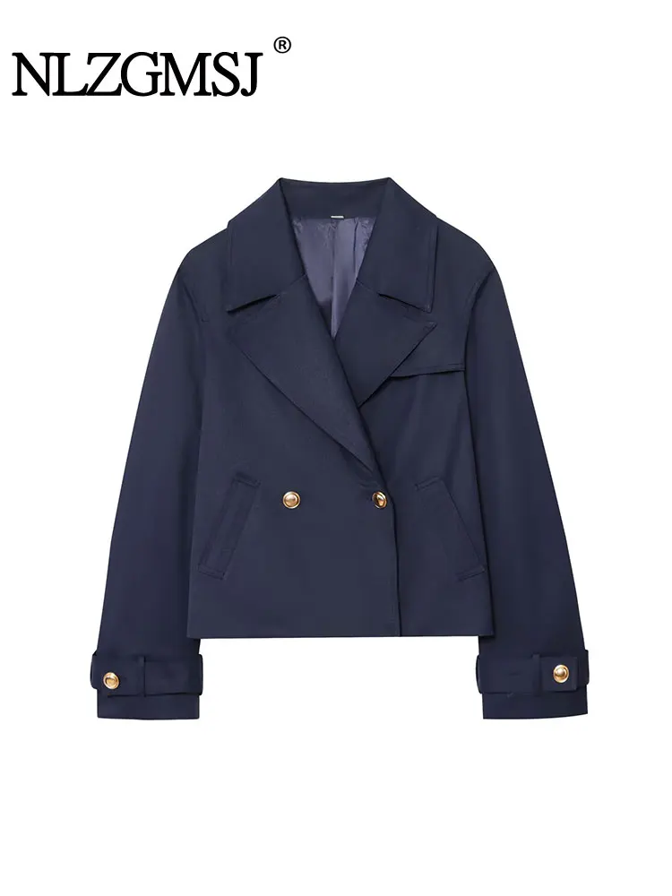 

NLZGMSJ модная однотонная куртка двубортного дизайна короткое пальто куртки с длинными рукавами для женщин короткий плащ новый верхней одежды