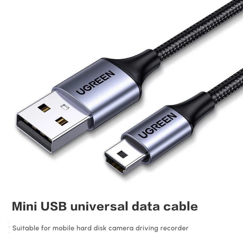UGREEN ミニUSBケーブル USB 2.0 タイプA - ミニBケーブル ナイロン編み込み充電コード