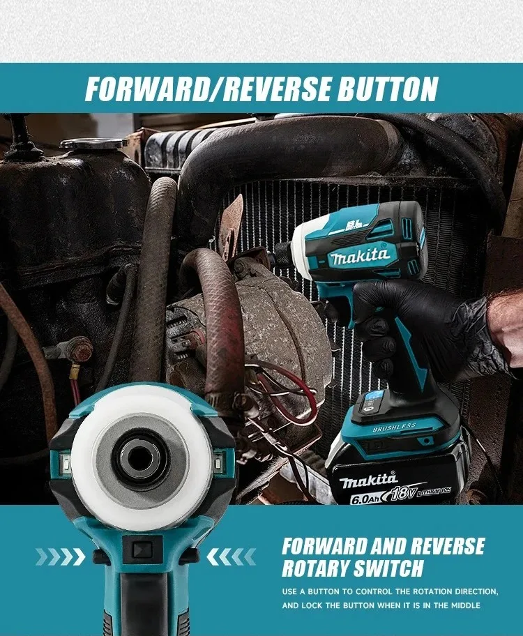 Makita DTD172 1/4 Inch Brushless Electric Driver Cordless Screwdriver Drill 180Nm Power Tool for 18V Makita Battery