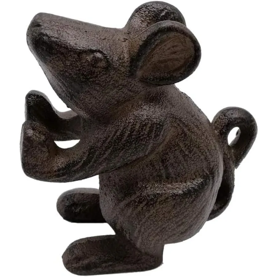 

Heavy Duty Cast Iron Mouse Door Stopper, Decorative Animal Door Stop for Bottom of Door, Rustic Brown Mouse Bookend and Door We