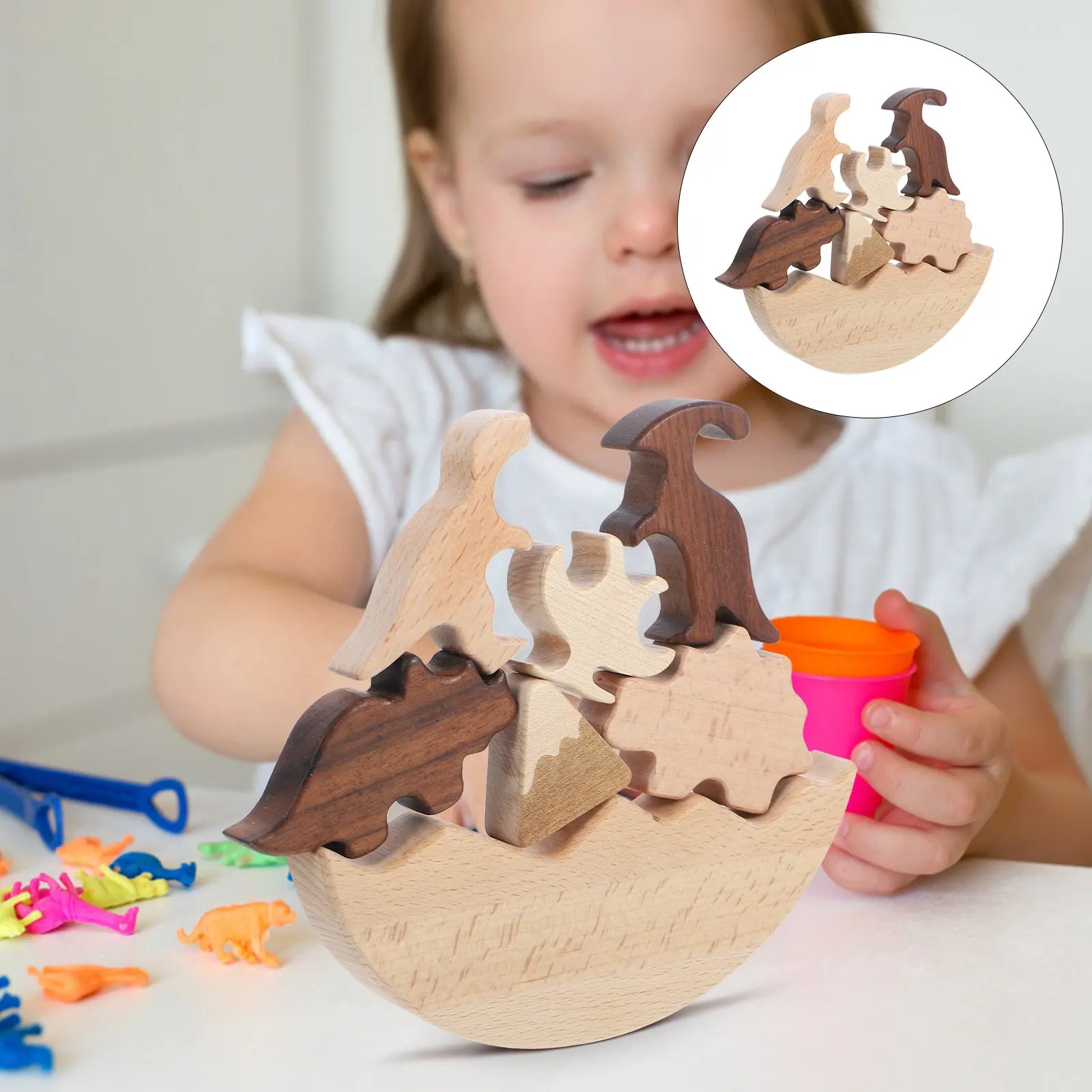 

Набор деревянных мультяшных динозавров-блоков для игры в баланс, развивающая игрушка для детей дошкольного возраста, для веселых вечеринок